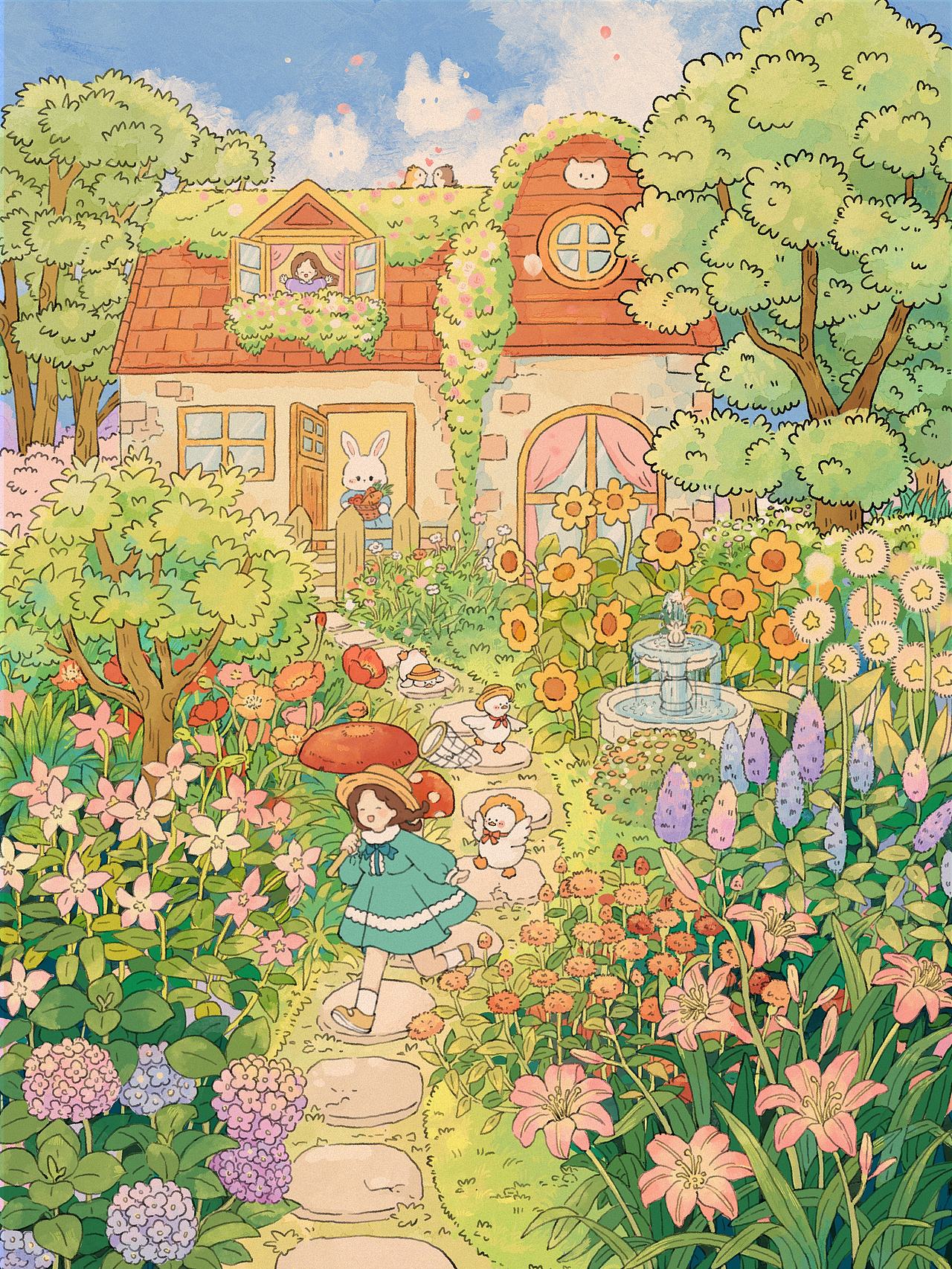 绿色系插画合集（图ZNDExMTMzODI0） - 艺术插画 - 站酷设计师youki倩原创素材 - 站酷ZCOOL