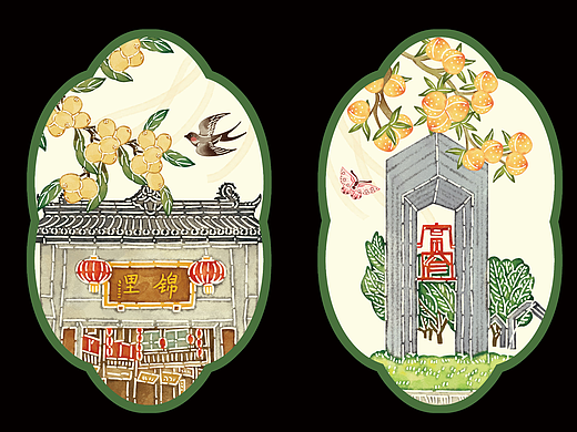 成都地标&皮影插画