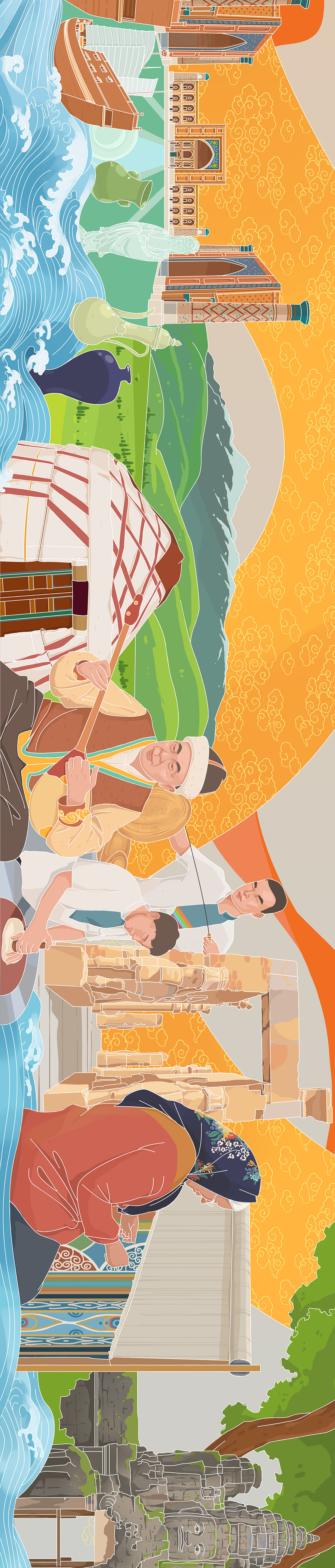 山海赴远，丝路长歌，丝绸之路长卷插画（图ZNDExMTU1MjQw） - 创作习作 - 站酷设计师乔巴康原创素材 - 站酷ZCOOL