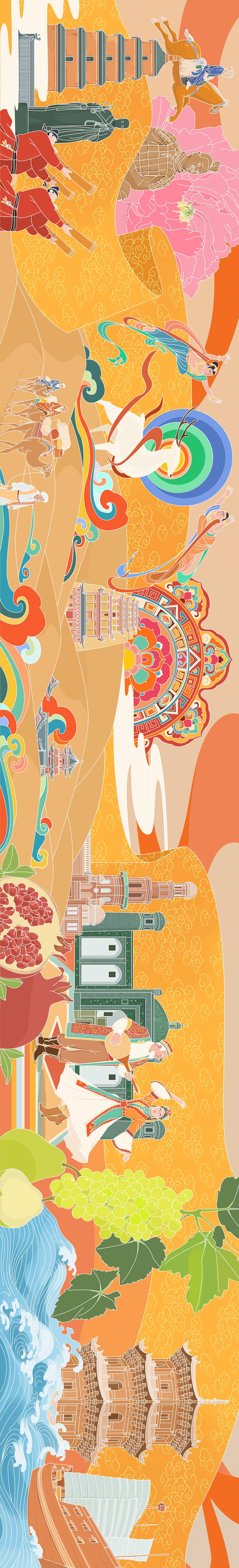 山海赴远，丝路长歌，丝绸之路长卷插画（图ZNDExMTU1MjM2） - 创作习作 - 站酷设计师乔巴康原创素材 - 站酷ZCOOL