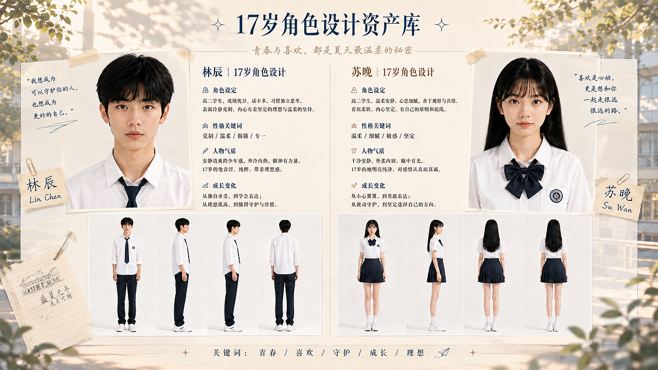 《重回盛夏弥补你》真人漫剧方案展示（图ZNDExMjM5Mjc2） - AI作品 - 站酷设计师落井然原创素材 - 站酷ZCOOL