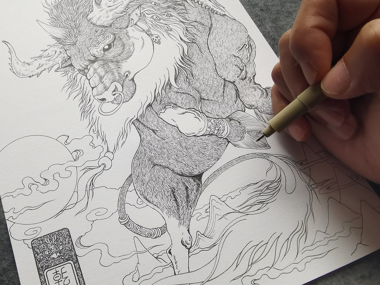 毣柞山海-北山经-乾山-獂（图ZNDExMjYyMzgw） - 创作习作 - 站酷设计师毣余1980原创素材 - 站酷ZCOOL