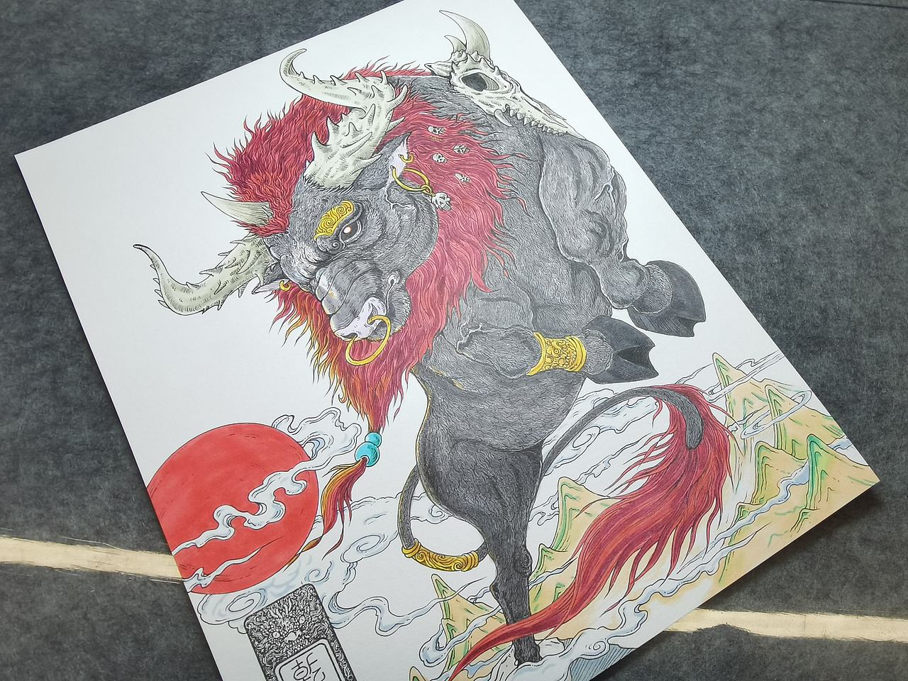 毣柞山海-北山经-乾山-獂（图ZNDExMjYyMzQw） - 创作习作 - 站酷设计师毣余1980原创素材 - 站酷ZCOOL
