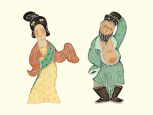 乐舞&皮影插画