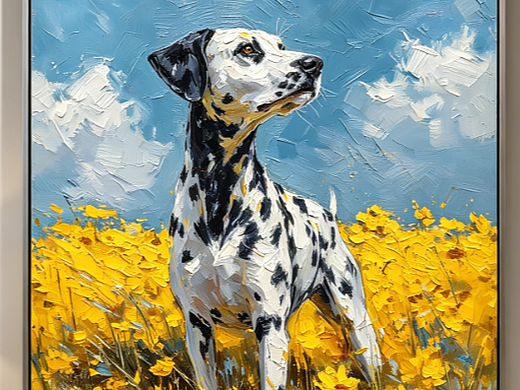 斑点狗小圆，宠物油画