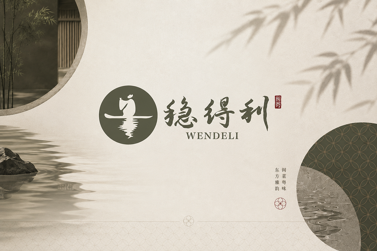 稳得利 · 闽粤意境菜品牌VI设计｜一叶扁舟，水映东方（图ZNDExMzMwNjQw） - Logo - 站酷设计师狮动策划设计原创素材 - 站酷ZCOOL