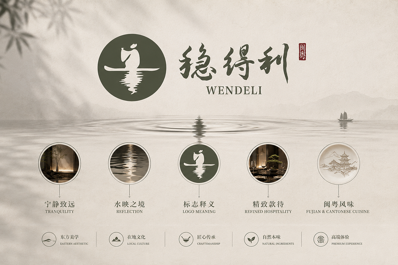 稳得利 · 闽粤意境菜品牌VI设计｜一叶扁舟，水映东方（图ZNDExMzMwNjQ0） - Logo - 站酷设计师狮动策划设计原创素材 - 站酷ZCOOL
