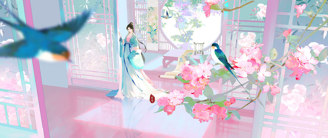 《青羽叩朱扉》（图ZNDExMzUxNTg0） - 商业插画 - 站酷设计师zhiang之昂原创素材 - 站酷ZCOOL