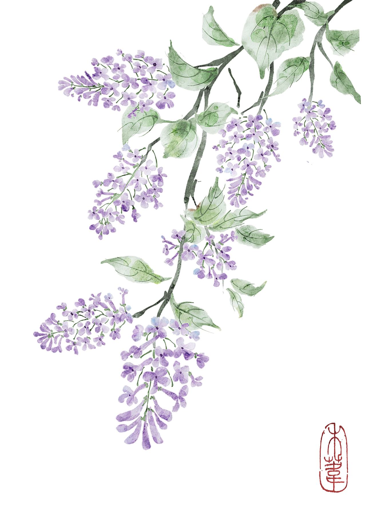 水墨丁香花2p（图ZNDExMzUzMjYw） - 商业插画 - 站酷设计师禾苇原创素材 - 站酷ZCOOL