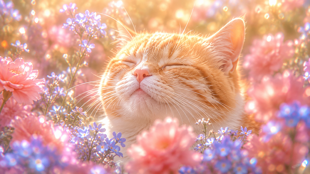 《花会开，猫会发呆》（图ZNDExMzU4MTgw） - 短片 - 站酷设计师AIGC禾白白原创素材 - 站酷ZCOOL
