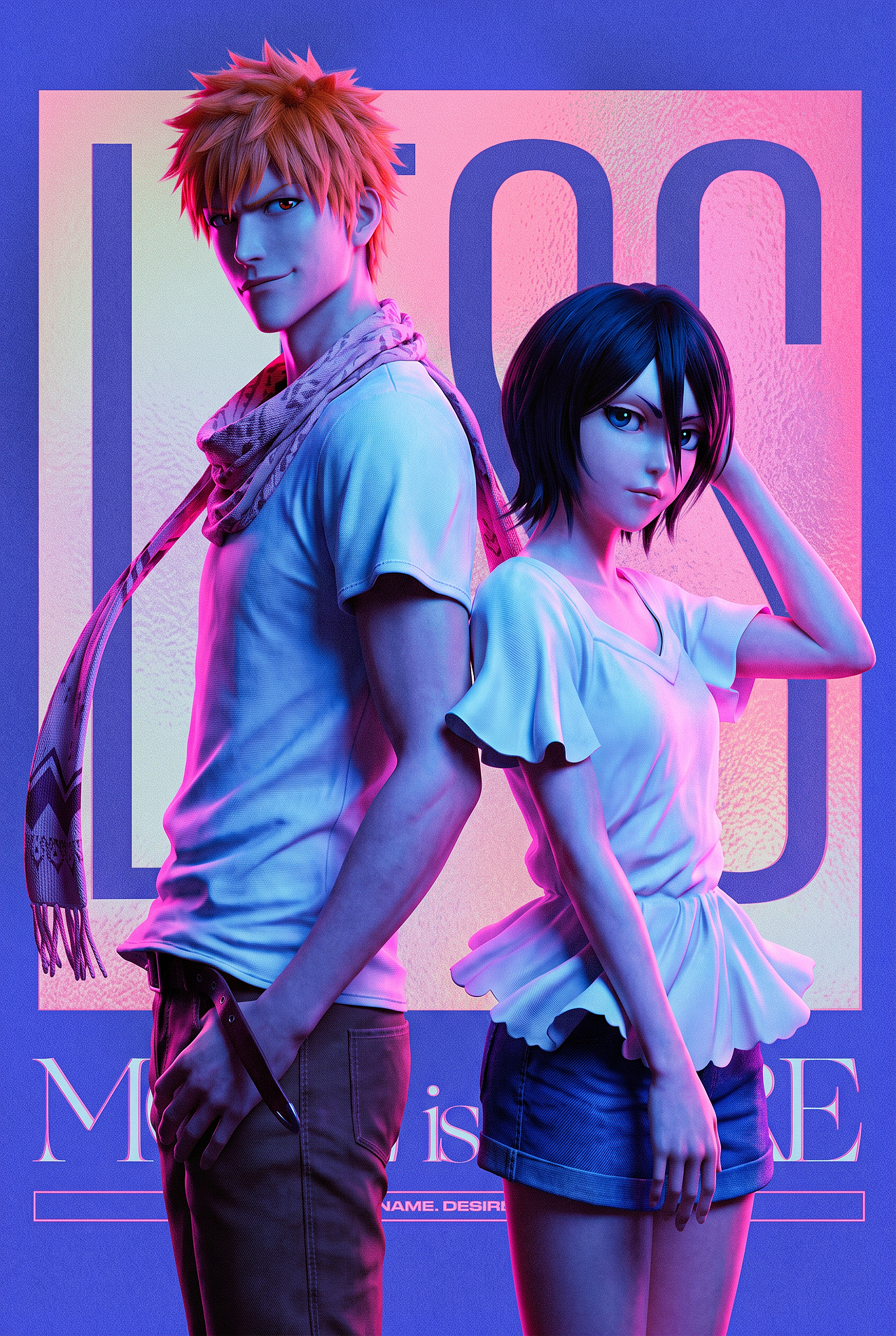BLEACH | Visual Design about Ichigo & Rukia（图ZNDExNDYxMzM2） - 海报 - 站酷设计师轻介入Linto原创素材 - 站酷ZCOOL
