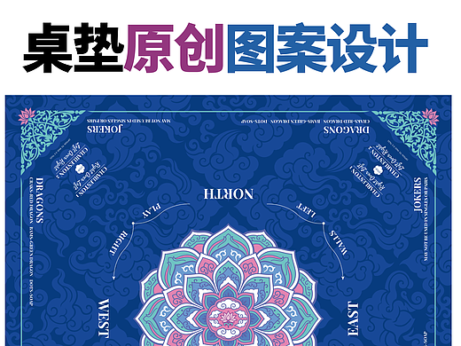桌垫图案设计 | 曼陀罗宝相花型莲境图案组合