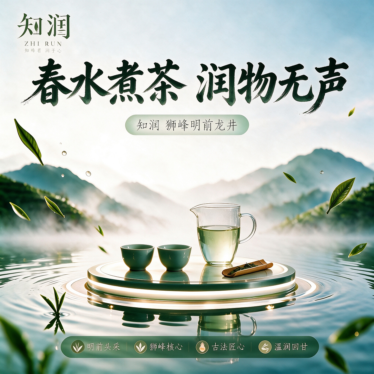 《知春一叶，润心无声》｜知润品牌视觉全案设计（图ZNDExNDY5NTQ4） - AI作品 - 站酷设计师枯桑知天风原创素材 - 站酷ZCOOL
