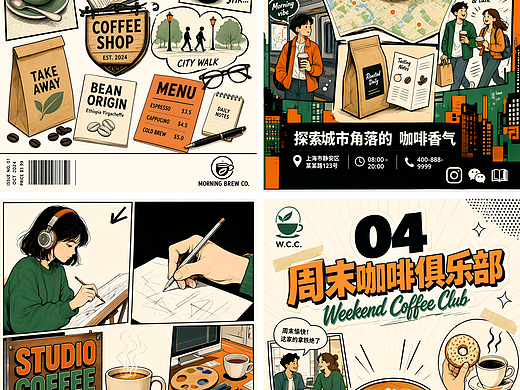 复古拼贴漫画系列海报