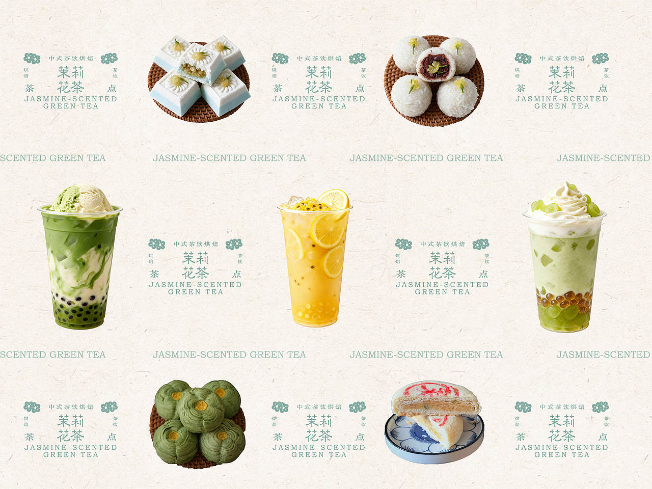 茉莉花茶——新中式茶饮烘焙品牌（图ZNDExNDk0Mjk2） - 品牌 - 站酷设计师设计师空空原创素材 - 站酷ZCOOL