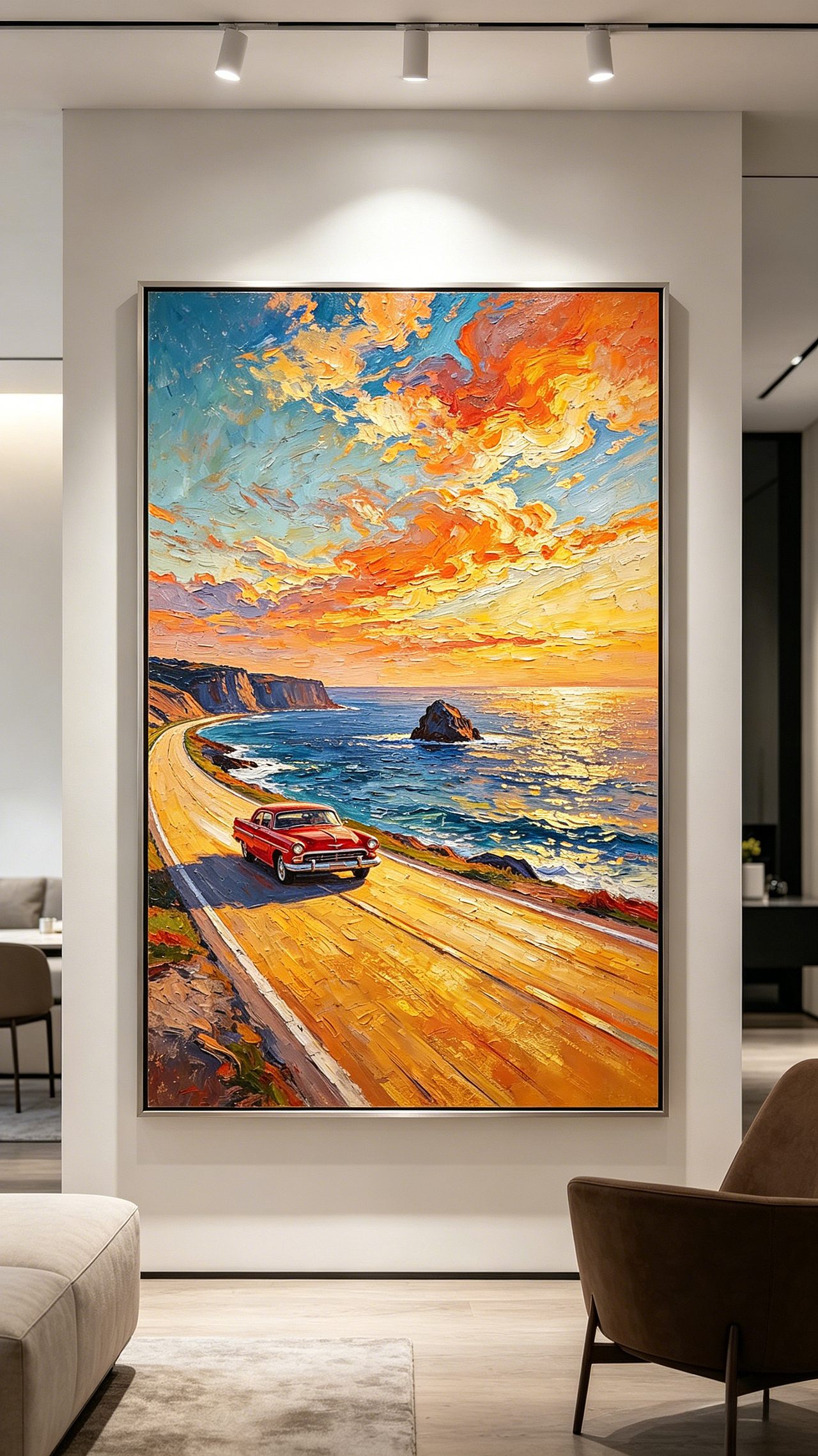 海边公路，风景油画（图ZNDExNTM5NDEy） - 绘画 - 站酷设计师爱吃烤肠的颜料原创素材 - 站酷ZCOOL
