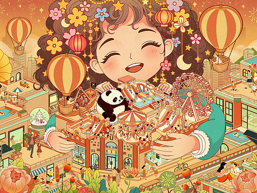 手搓插画《童趣盛景》