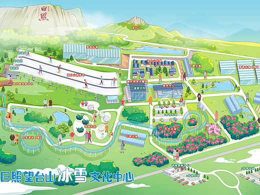 日照望台山冰雪文化中心手绘地图