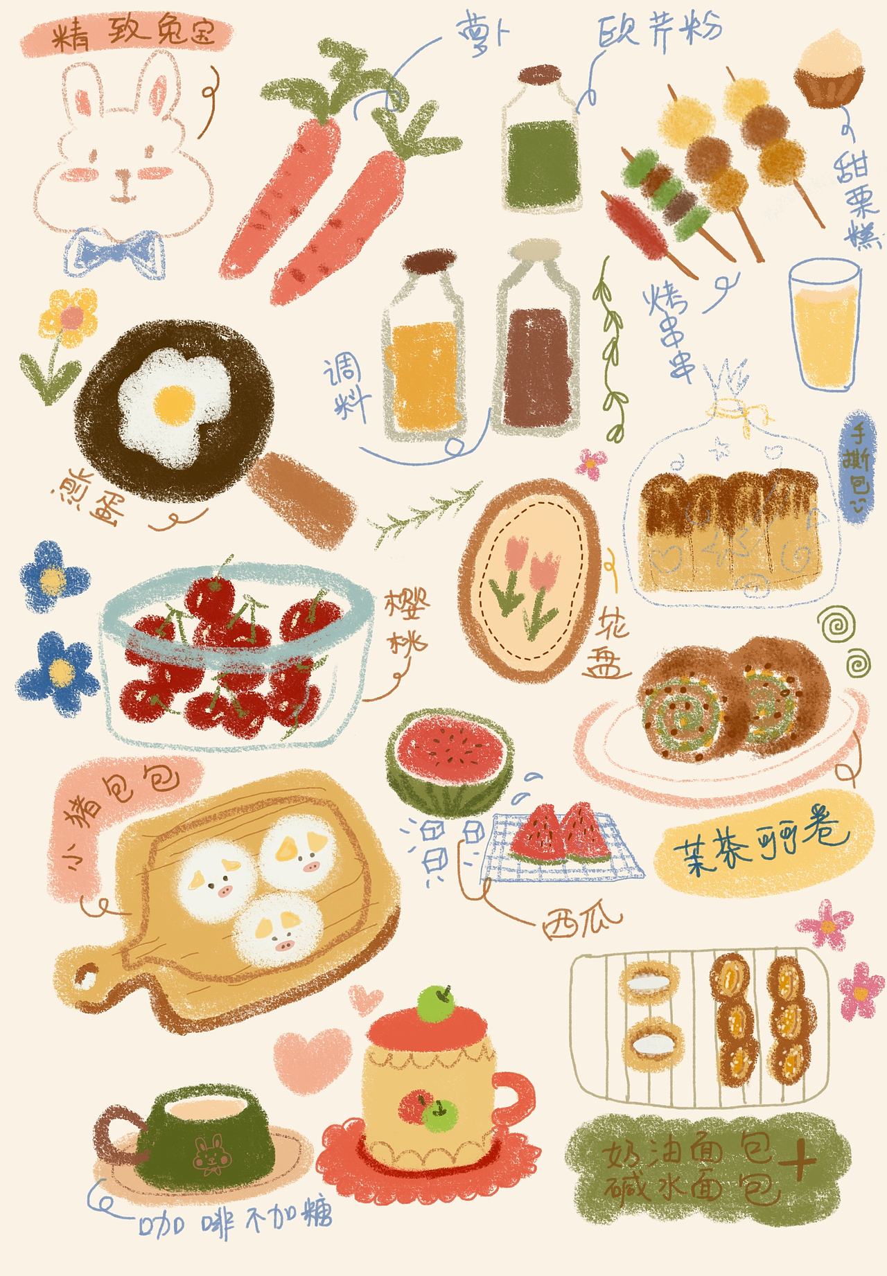 来一波美食小图案（图ZNDExNzYzNjQ4） - 创作习作 - 站酷设计师Z455746664原创素材 - 站酷ZCOOL