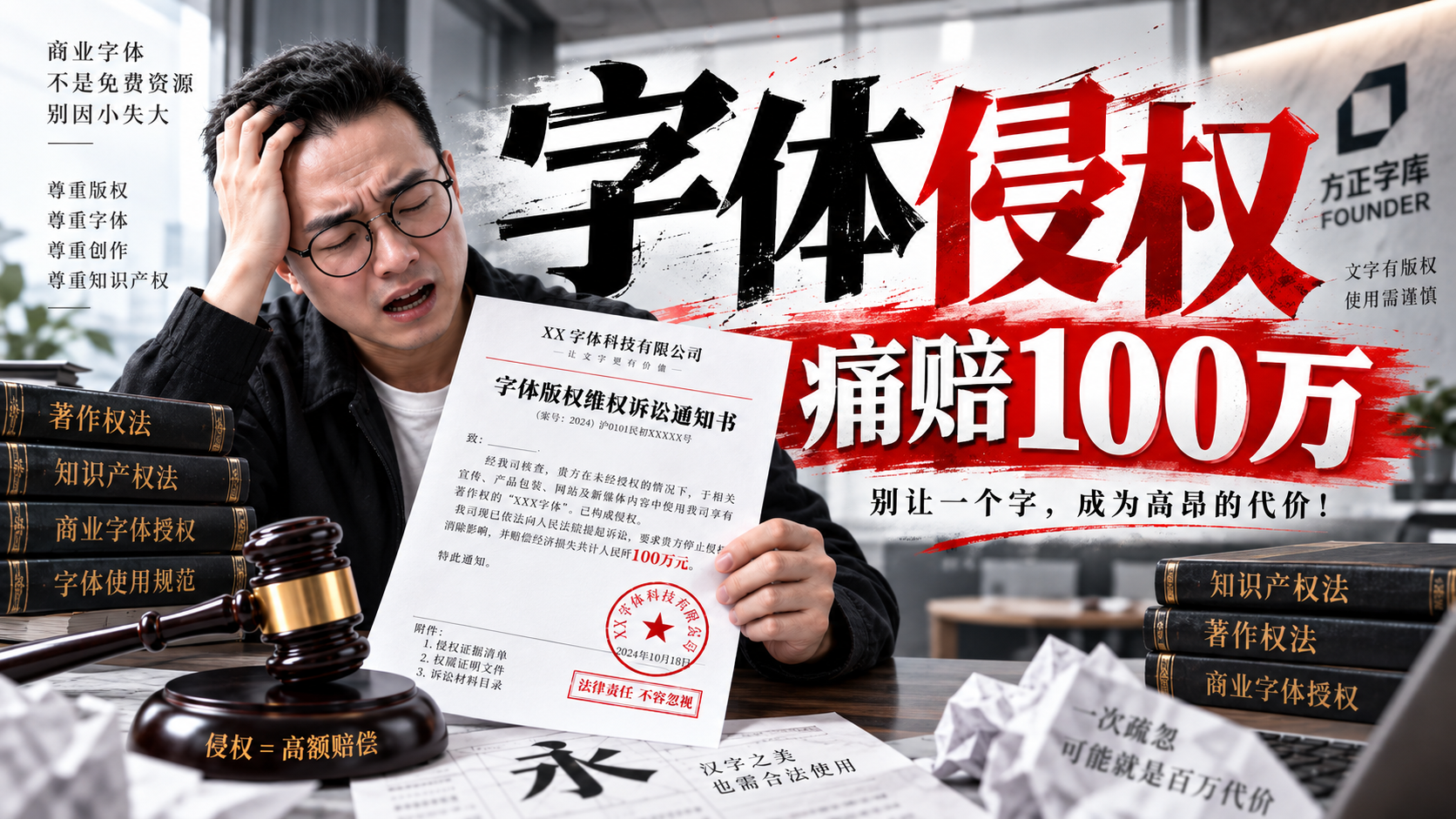 字体侵权真能赔100万？企业最容易踩中的版权大坑 | 字体侵权 | 方正字库 | 版权风险（图ZMTU4NjI5MjQ=） - 教程 - 站酷设计师雨田侃设计原创素材 - 站酷ZCOOL