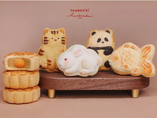 囍囍的羊毛毡 之 小动物月饼