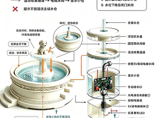 许愿池可升降宠物饮水机｜解决传统饮水机脏水回流问题