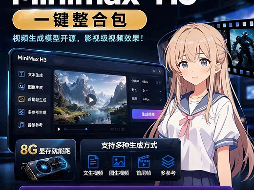 MiniMax-H3懒人整合包开源了,8G显存也可以本地部署!