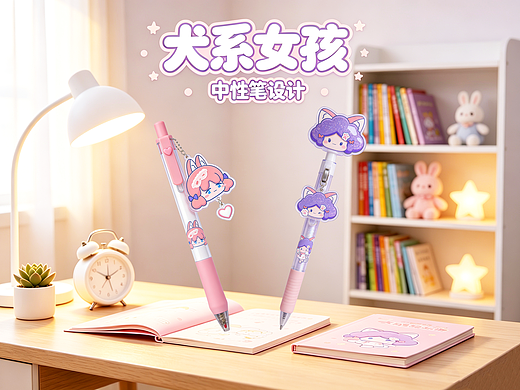 精美绝伦—犬系女孩中性笔设计