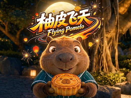 卡皮巴拉的生活 外番 中秋特辑・柚皮飞天
