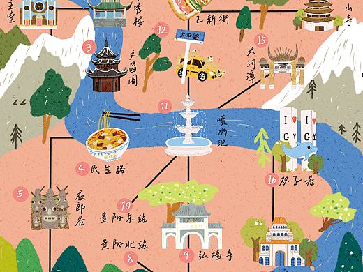  插画|手绘贵阳地图