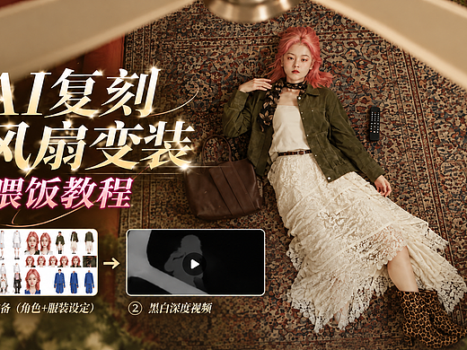 AIGC教程｜🔥外网爆火风扇变装喂饭教程