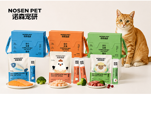诺森宠研 NOSEN PET｜主食猫条品牌视觉 & 包装设计