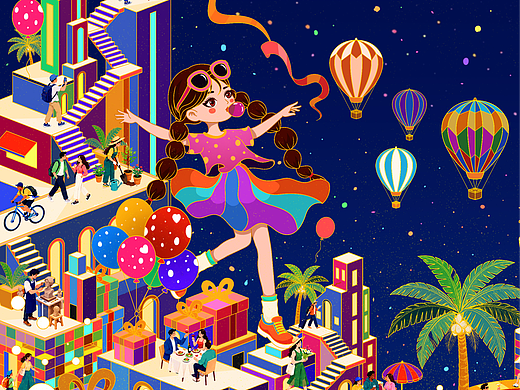 平板手搓插画《星夜奇幻乐园》