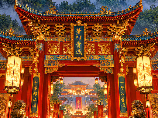 四川《都江堰・梦回青城》沉浸式国风仙侠演艺小镇⛩️（个人主页-ZNzQyODA0ODA=） - 商业空间设计 - 站酷设计师设计风向标陈涛原创素材 - 站酷ZCOOL
