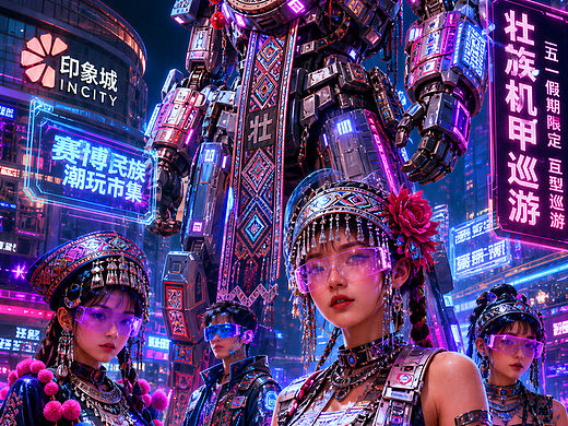 广西《南宁朝阳印象城・赛博朋克 × 民族风 》（个人主页-ZNzQzMDI5MjQ=） - 商业空间设计 - 站酷设计师设计风向标陈涛原创素材 - 站酷ZCOOL
