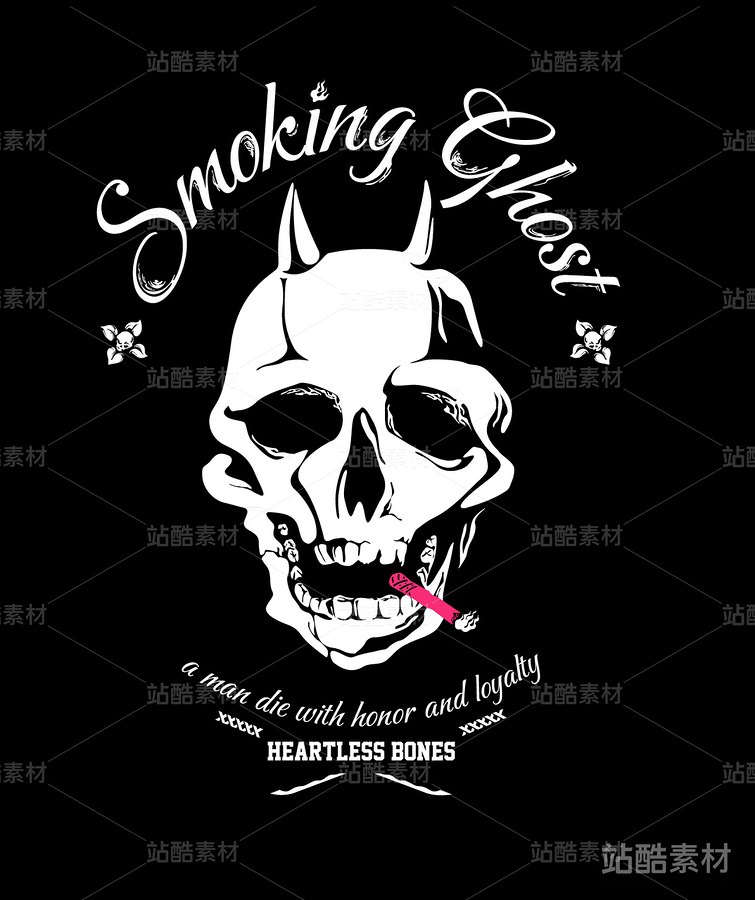 烟鬼海盗旗骷髅潮流服装印花TEE图（主预览-1551） - 未分类 - 站酷设计师Fireye峰原创素材 - 站酷ZCOOL