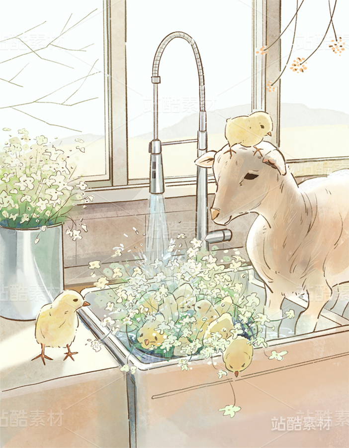 小雞洗澡和小羊（主預(yù)覽-4838） - 未分類 - 站酷設(shè)計(jì)師萌貓半只原創(chuàng)素材 - 站酷ZCOOL