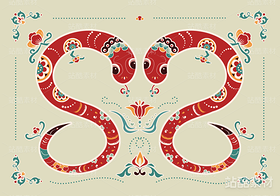 蛇年生肖民俗風(fēng)格紋樣插畫（導(dǎo)航-5441） - 未分類 - 站酷設(shè)計(jì)師溶溶夜原創(chuàng)素材 - 站酷ZCOOL