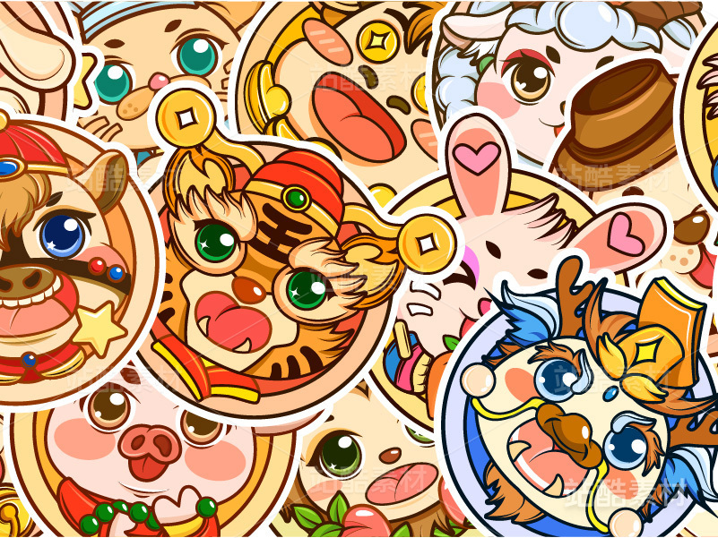 十二生肖系列图案贴纸