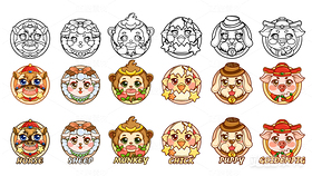 十二生肖系列图案贴纸（导航-6527） - 未分类 - 站酷设计师始源SIWON原创素材 - 站酷ZCOOL