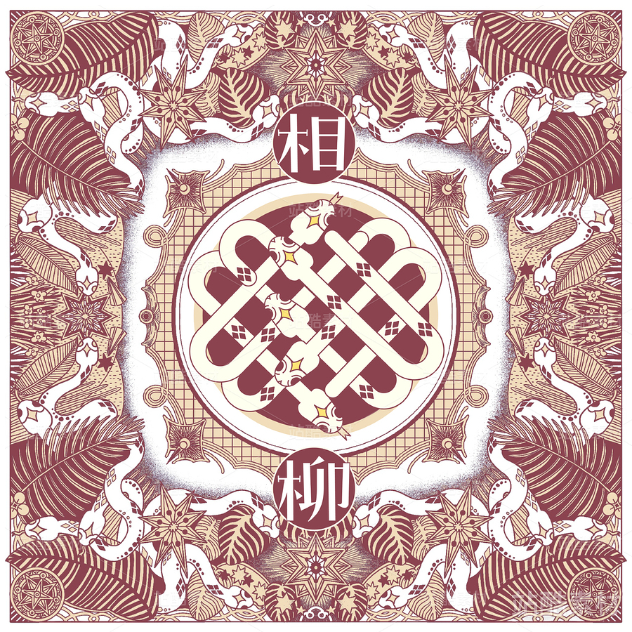 蛇年神话相柳 丝巾图案/插画图案（主预览-7458） - 未分类 - 站酷设计师一竹九阴原创素材 - 站酷ZCOOL