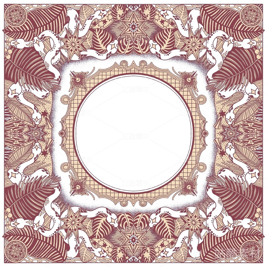 蛇年神话相柳 丝巾图案/插画图案（主预览-7459） - 未分类 - 站酷设计师一竹九阴原创素材 - 站酷ZCOOL