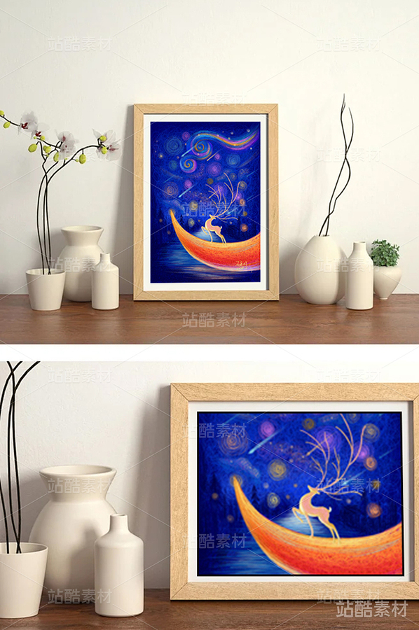 星空下的小鹿 | 原创插画（主预览-7611） - 未分类 - 站酷设计师卡尔艺术插画原创素材 - 站酷ZCOOL