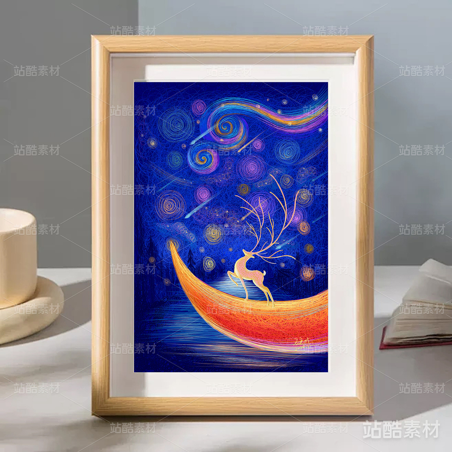 星空下的小鹿 | 原创插画（主预览-7612） - 未分类 - 站酷设计师卡尔艺术插画原创素材 - 站酷ZCOOL