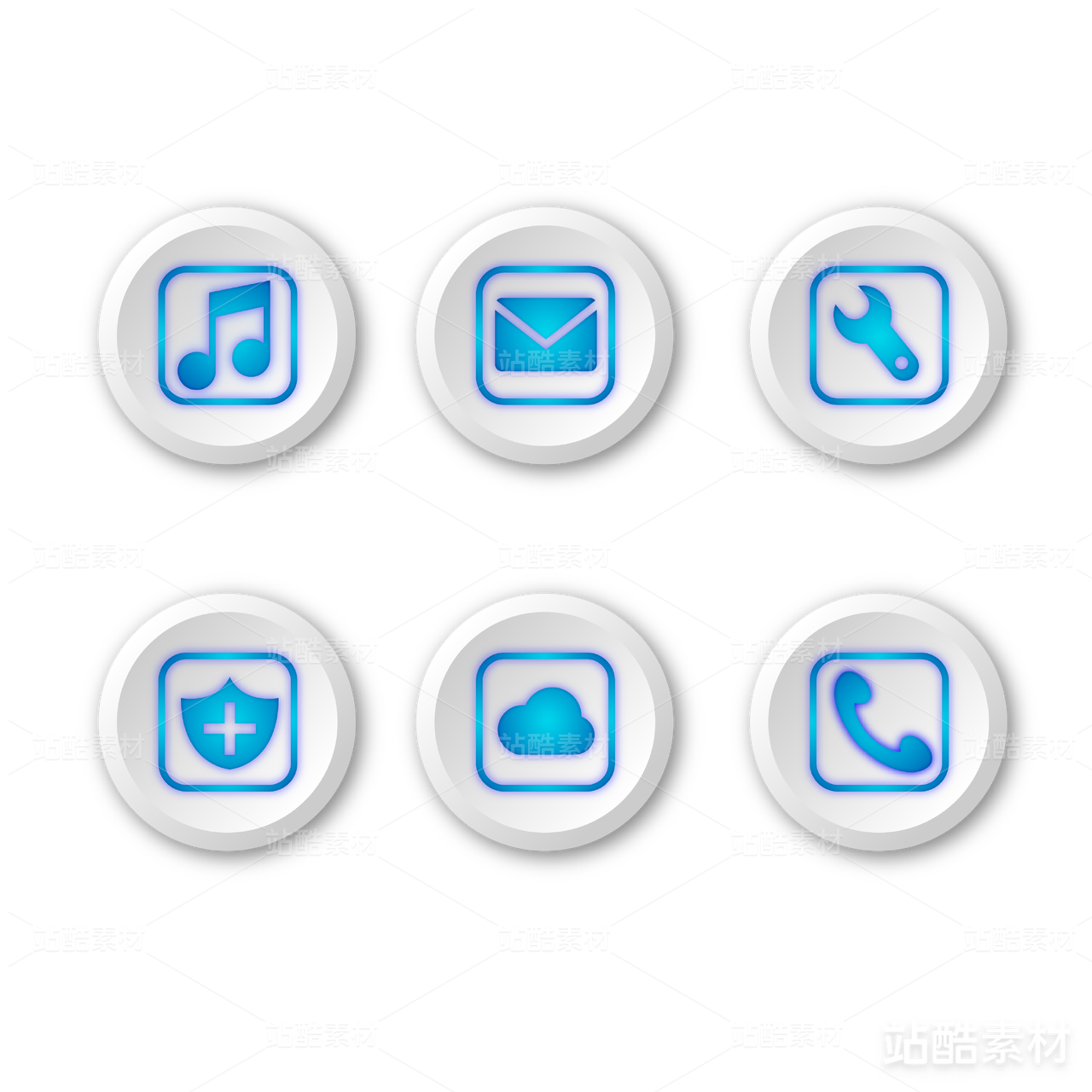 矢量立体简约UI蓝白图标