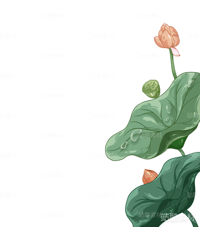 原创国风手绘水墨植物素材荷花荷叶（主预览-9510） - 未分类 - 站酷设计师画画的静思语原创素材 - 站酷ZCOOL