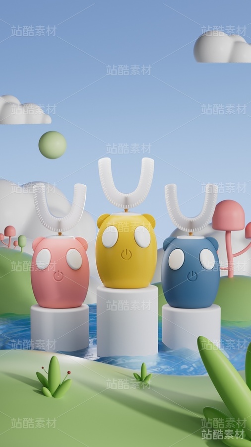 產(chǎn)品渲染-卡通場景兒童牙刷（主預(yù)覽-11798） - 未分類 - 站酷設(shè)計(jì)師極限火花原創(chuàng)素材 - 站酷ZCOOL