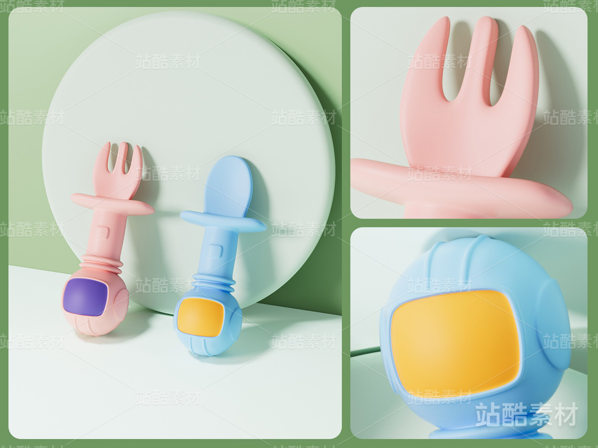 产品渲染-儿童勺子渲染