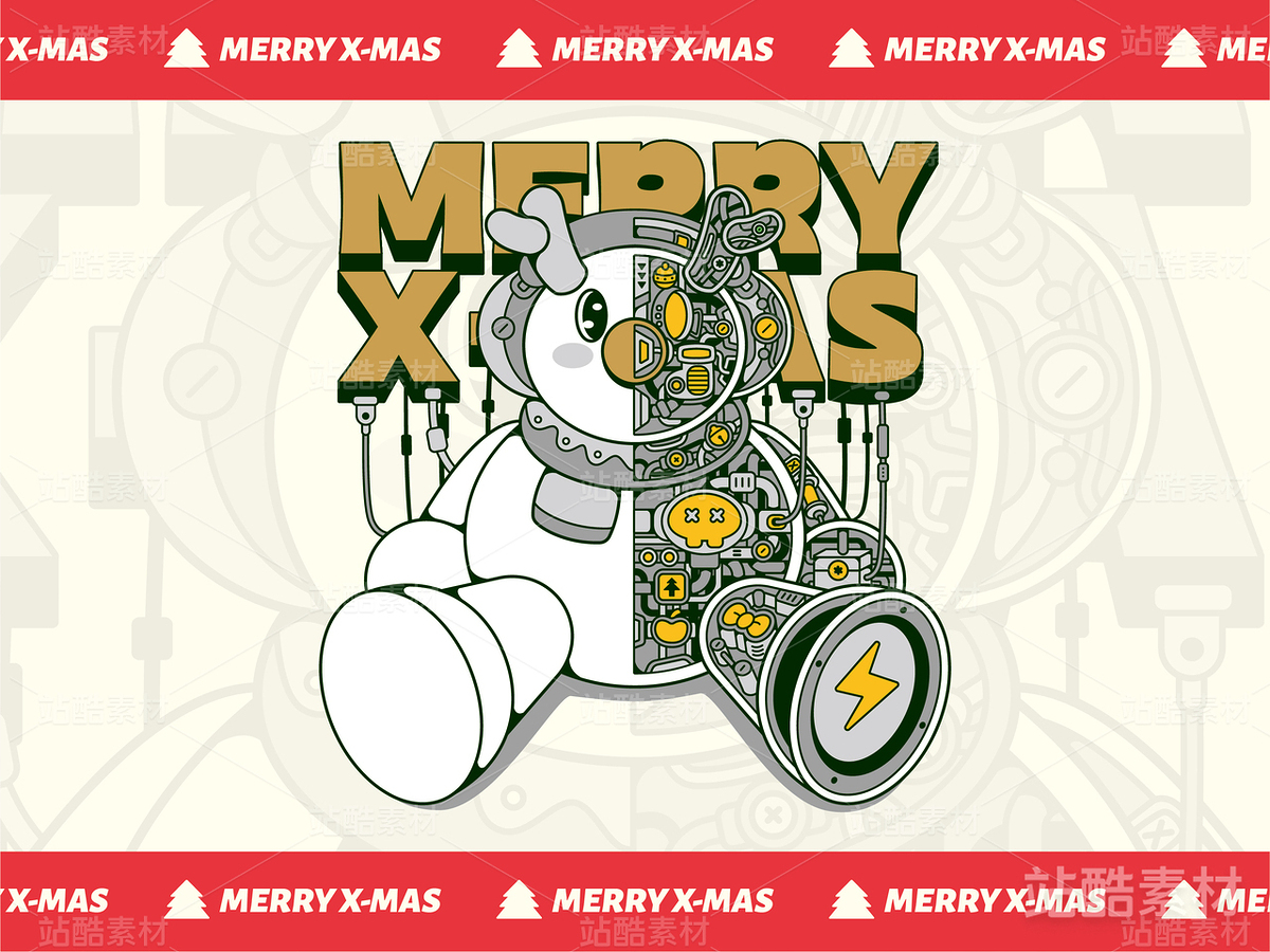 圣誕機械雪人潮流圖案（主預覽-12668） - 未分類 - 站酷設計師無敵的小文原創(chuàng)素材 - 站酷ZCOOL