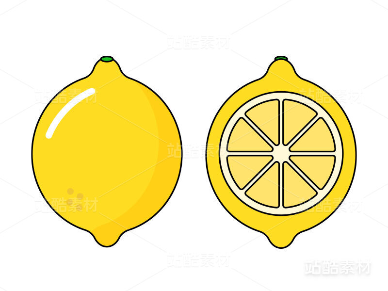 柠檬 水果 扁平 插画 矢量